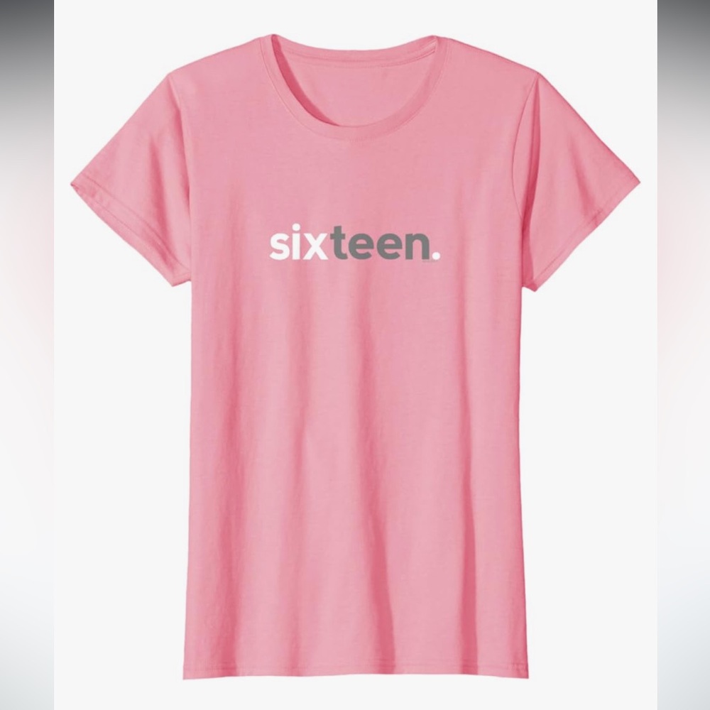 NEW Pink Graphic SIXTEEN T-Shirt - Size XS, 100% cotton